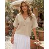 image:imageGRECERELLE Womens Summer Lightweight Short Sleeve Cardigans Open Front V Neck Casual Knit Button Down SweaterOatmeal