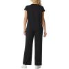 image:imageGRECERELLE Womens Two Piece Lounge Set Striped Short Sleeve Top with Wide Leg Pants Summer Travel Casual OutfitAblack