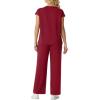 image:imageGRECERELLE Womens Two Piece Lounge Set Striped Short Sleeve Top with Wide Leg Pants Summer Travel Casual OutfitBurgundy