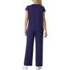 image:imageGRECERELLE Womens Two Piece Lounge Set Striped Short Sleeve Top with Wide Leg Pants Summer Travel Casual OutfitNavy Blue