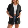 image:imageGRECERELLE Short Sleeve Cardigan for Women Lightweight Summer with Pockets Open Front Casual Beach Cover Ups 2026Ablack