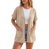 image:imageGRECERELLE Short Sleeve Cardigan for Women Lightweight Summer with Pockets Open Front Casual Beach Cover Ups 2026Apricot