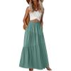 image:imageGRECERELLE Womens Boho Maxi Skirt Elastic High Waist Tiered ALine Casual Summer Flowy Asymmetric Long Skirts with PocketsAqua Sea