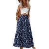 image:imageGRECERELLE Womens Boho Maxi Skirt Elastic High Waist Tiered ALine Casual Summer Flowy Asymmetric Long Skirts with PocketsBlue Small Flower
