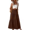 image:imageGRECERELLE Womens Boho Maxi Skirt Elastic High Waist Tiered ALine Casual Summer Flowy Asymmetric Long Skirts with PocketsBrown