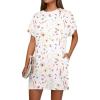 image:imageGRECERELLE Womens Casual TShirt Dress with Pockets Short Sleeve Shift Dresses WrinkleResistant Above Knee LengthDreamy Garden