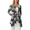 image:imageGRECERELLE Womens Lightweight Cardigan Open Front Draped Long Sleeve Casual Asymmetric Hem Cardigans with PocketsBlack White Lily