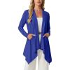 image:imageGRECERELLE Womens Lightweight Cardigan Open Front Draped Long Sleeve Casual Asymmetric Hem Cardigans with PocketsRoyal Blue