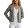 image:imageGRECERELLE Womens Lightweight Knit Cardigan Long Sleeve Open Front VNeck Casual Basic Sweater with PocketsLight Gray
