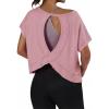 image:imageGRECERELLE Womens Open Back Workout Tops Backless Athletic Shirts Casual Crop Running Tee Y2k YogaMauve