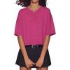 image:imageGRECERELLE Womens Short Sleeve Knit Cropped Cardigan Sweater for Business Casual Transitional Weather amp Daily WearHot Pink