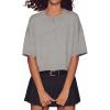 image:imageGRECERELLE Womens Short Sleeve Knit Cropped Cardigan Sweater for Business Casual Transitional Weather amp Daily WearLight Gray