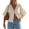 image:imageGRECERELLE Womens Summer Lightweight Short Sleeve Cardigans Open Front V Neck Casual Knit Button Down SweaterApricot