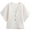 image:imageGRECERELLE Womens Summer Lightweight Short Sleeve Cardigans Open Front V Neck Casual Knit Button Down SweaterWhite
