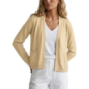 image:imageGRECERELLE Womens Lightweight Knit Cardigan Long Sleeve Open Front VNeck Casual Basic Sweater with PocketsButter Yellow