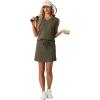 image:imageGRECERELLE 2026 Women Summer Casual 2 Piece Outfits Skort Sets Sleeveless VNeck Top amp Tennis Skirt with Pockets for AthleticArmy Green