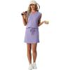 image:imageGRECERELLE 2026 Women Summer Casual 2 Piece Outfits Skort Sets Sleeveless VNeck Top amp Tennis Skirt with Pockets for AthleticAura Indigo