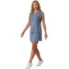 image:imageGRECERELLE 2026 Women Summer Casual 2 Piece Outfits Skort Sets Sleeveless VNeck Top amp Tennis Skirt with Pockets for AthleticDenim Blue