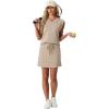 image:imageGRECERELLE 2026 Women Summer Casual 2 Piece Outfits Skort Sets Sleeveless VNeck Top amp Tennis Skirt with Pockets for AthleticOatmeal