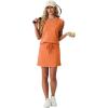 image:imageGRECERELLE 2026 Women Summer Casual 2 Piece Outfits Skort Sets Sleeveless VNeck Top amp Tennis Skirt with Pockets for AthleticVibrant Orange