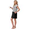 image:imageGRECERELLE 2026 Womens Summer Dresses Round Neck Sleeveless Tie Waist Casual Shirt Dress with PocketsWhite Black Stripe