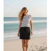 image:imageGRECERELLE 2026 Womens Summer Dresses Round Neck Sleeveless Tie Waist Casual Shirt Dress with PocketsWhite Black Stripe