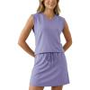 image:imageGRECERELLE 2026 Women Summer Casual 2 Piece Outfits Skort Sets Sleeveless VNeck Top amp Tennis Skirt with Pockets for AthleticAura Indigo