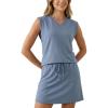 image:imageGRECERELLE 2026 Women Summer Casual 2 Piece Outfits Skort Sets Sleeveless VNeck Top amp Tennis Skirt with Pockets for AthleticDenim Blue