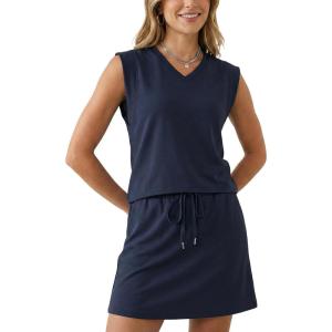 image:imageGRECERELLE 2026 Women Summer Casual 2 Piece Outfits Skort Sets Sleeveless VNeck Top amp Tennis Skirt with Pockets for AthleticNavy Blue