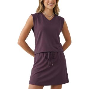 image:imageGRECERELLE 2026 Women Summer Casual 2 Piece Outfits Skort Sets Sleeveless VNeck Top amp Tennis Skirt with Pockets for AthleticRosewood