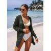 image:imageGRECERELLE Lightweight Cardigan Sweaters for Women Crochet Knit Open Front Long Sleeve Loose Casual Boho Summer Beach CoverupArmy Green