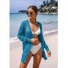 image:imageGRECERELLE Lightweight Cardigan Sweaters for Women Crochet Knit Open Front Long Sleeve Loose Casual Boho Summer Beach CoverupBlue