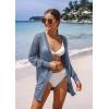 image:imageGRECERELLE Lightweight Cardigan Sweaters for Women Crochet Knit Open Front Long Sleeve Loose Casual Boho Summer Beach CoverupBlue Gray