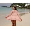 image:imageGRECERELLE Lightweight Cardigan Sweaters for Women Crochet Knit Open Front Long Sleeve Loose Casual Boho Summer Beach CoverupCoral Pink