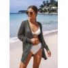 image:imageGRECERELLE Lightweight Cardigan Sweaters for Women Crochet Knit Open Front Long Sleeve Loose Casual Boho Summer Beach CoverupDark Gray