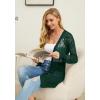 image:imageGRECERELLE Lightweight Cardigan Sweaters for Women Crochet Knit Open Front Long Sleeve Loose Casual Boho Summer Beach CoverupDark Green