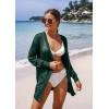 image:imageGRECERELLE Lightweight Cardigan Sweaters for Women Crochet Knit Open Front Long Sleeve Loose Casual Boho Summer Beach CoverupDark Green