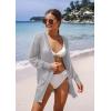 image:imageGRECERELLE Lightweight Cardigan Sweaters for Women Crochet Knit Open Front Long Sleeve Loose Casual Boho Summer Beach CoverupGray