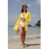 image:imageGRECERELLE Lightweight Cardigan Sweaters for Women Crochet Knit Open Front Long Sleeve Loose Casual Boho Summer Beach CoverupLemon Yellow