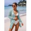 image:imageGRECERELLE Lightweight Cardigan Sweaters for Women Crochet Knit Open Front Long Sleeve Loose Casual Boho Summer Beach CoverupLight Green