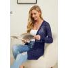 image:imageGRECERELLE Lightweight Cardigan Sweaters for Women Crochet Knit Open Front Long Sleeve Loose Casual Boho Summer Beach CoverupNavy Blue