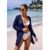 image:imageGRECERELLE Lightweight Cardigan Sweaters for Women Crochet Knit Open Front Long Sleeve Loose Casual Boho Summer Beach CoverupNavy Blue