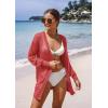 image:imageGRECERELLE Lightweight Cardigan Sweaters for Women Crochet Knit Open Front Long Sleeve Loose Casual Boho Summer Beach CoverupOrange Red
