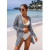 image:imageGRECERELLE Lightweight Cardigan Sweaters for Women Crochet Knit Open Front Long Sleeve Loose Casual Boho Summer Beach CoverupPencil Gray