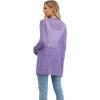 image:imageGRECERELLE Lightweight Cardigan Sweaters for Women Crochet Knit Open Front Long Sleeve Loose Casual Boho Summer Beach CoverupPurple Gray