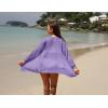 image:imageGRECERELLE Lightweight Cardigan Sweaters for Women Crochet Knit Open Front Long Sleeve Loose Casual Boho Summer Beach CoverupPurple Gray