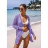 image:imageGRECERELLE Lightweight Cardigan Sweaters for Women Crochet Knit Open Front Long Sleeve Loose Casual Boho Summer Beach CoverupPurple Gray