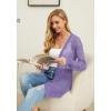 image:imageGRECERELLE Lightweight Cardigan Sweaters for Women Crochet Knit Open Front Long Sleeve Loose Casual Boho Summer Beach CoverupPurple Gray
