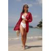 image:imageGRECERELLE Lightweight Cardigan Sweaters for Women Crochet Knit Open Front Long Sleeve Loose Casual Boho Summer Beach CoverupRed