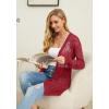 image:imageGRECERELLE Lightweight Cardigan Sweaters for Women Crochet Knit Open Front Long Sleeve Loose Casual Boho Summer Beach CoverupRed
